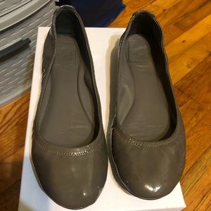 Tory Burch grey patent leather flats